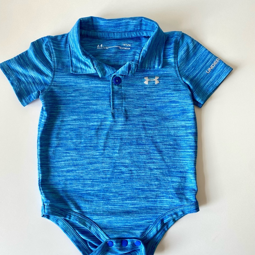 Under Armour onesies 9-12 months. Will get both onesies as shown.